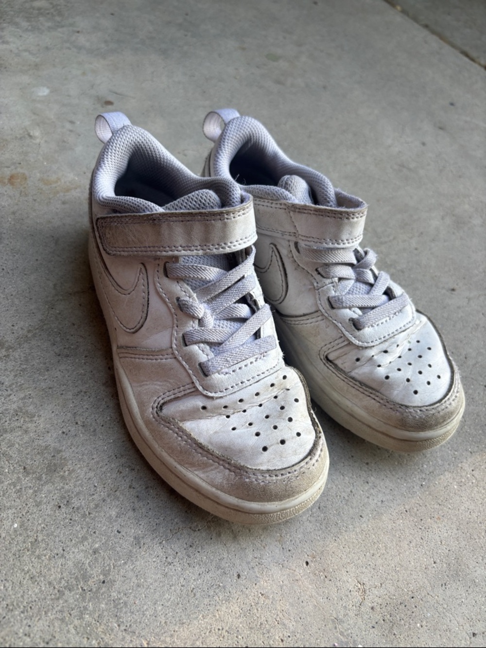Kids White Athletic Sneakers with Hook-and-Loop Strap